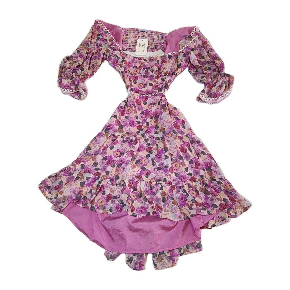 Anna Rae Fairycore Cottagecore Purple Midi Dress M – Cut Out Waist, Siren Style